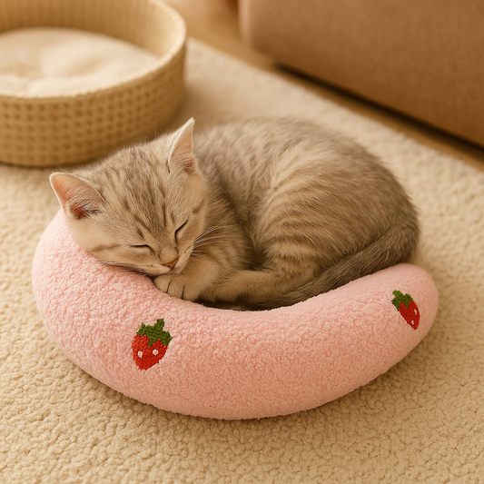 Katzenkissen in U-Form – Weiches Kuschelkissen für kleine Katzen & Kitten
