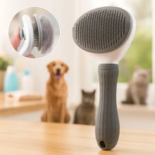 Pet brush with self-cleaning function – Gentle fur care for dogs & cats