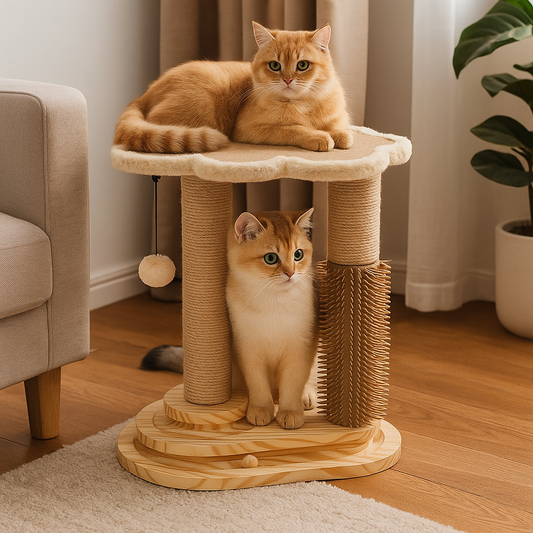 Katzen-Kratzbaum mit Liegefläche & Spielbogen