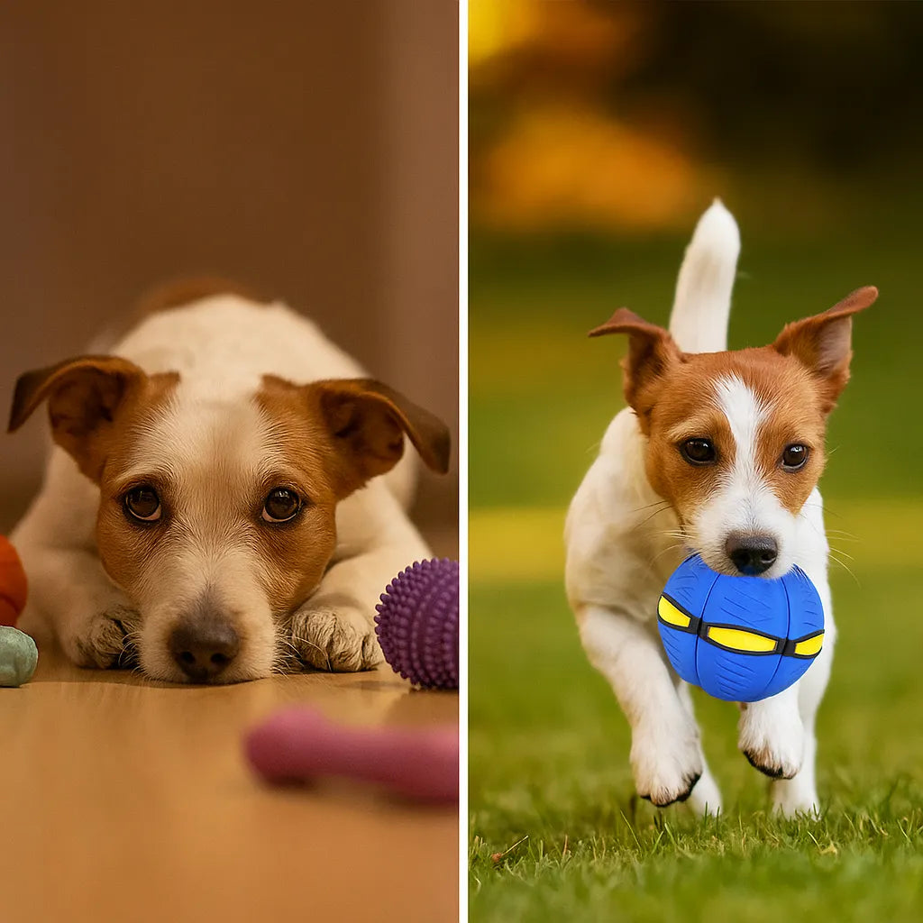 Hundespielzeug Frisbee & Ball | 2-in-1 Apportierspiel für Hunde