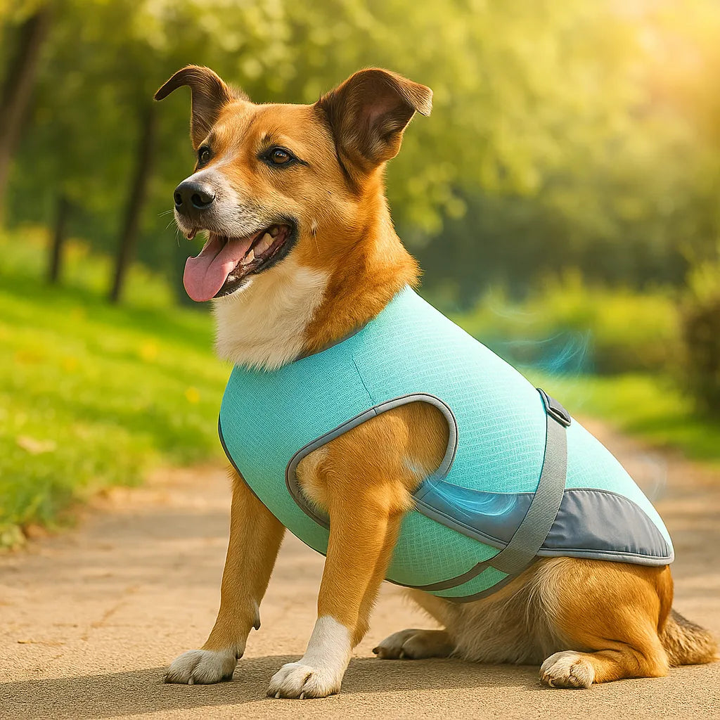 Hundekühlweste mit Geschirrfunktion – Hitzeschutz für Hunde im Sommer