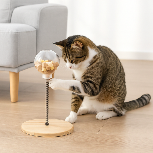 Futterball & Intelligenzspielzeug Katze – Mit Feder | Fördert Aktivität & Verdauung