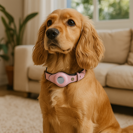 Leder Hundehalsband mit AirTag Halterung – Gepolstert & Sicher