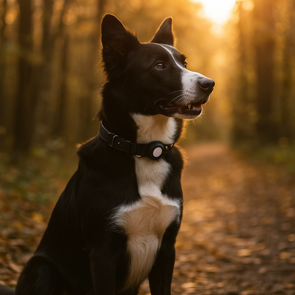 Leder Hundehalsband mit AirTag Halterung – Gepolstert & Sicher
