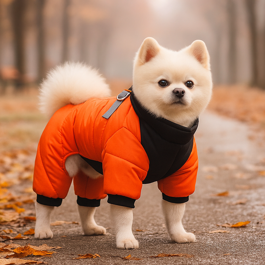 Winter Hundemantel mit Beinen & Kapuze – Wasserdicht, Winddicht, Reflektierend