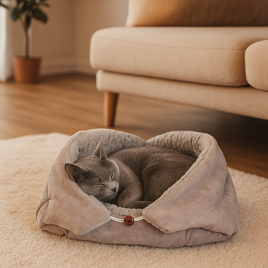 2-in-1 Katzenbett & Kuscheldecke – Weiches Kuschelbett für Katzen
