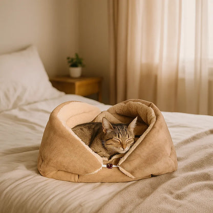 2-in-1 Katzenbett & Kuscheldecke – Weiches Kuschelbett für Katzen