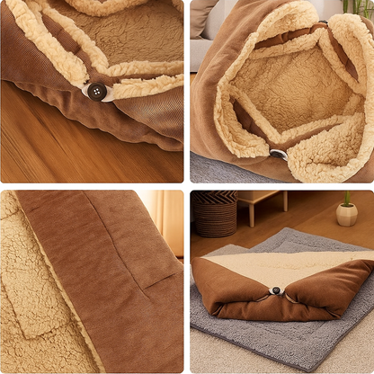 2-in-1 Katzenbett & Kuscheldecke – Weiches Kuschelbett für Katzen