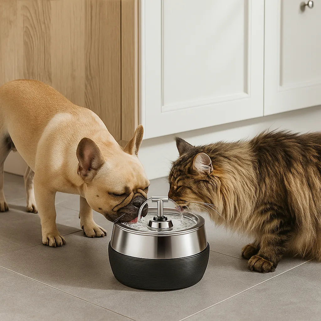 Edelstahl Trinkbrunnen für Katzen & Hunde – Fließendes Wasser