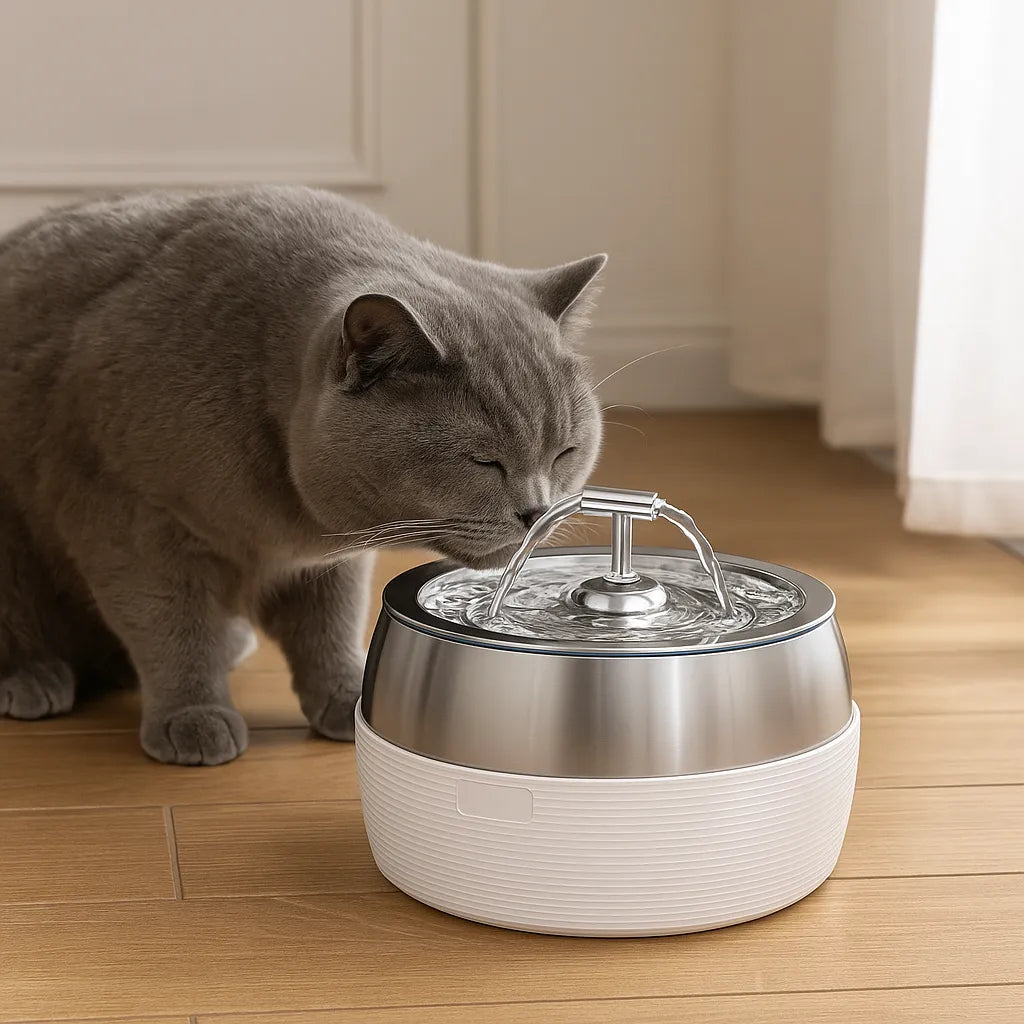 Edelstahl Trinkbrunnen für Katzen & Hunde – Fließendes Wasser