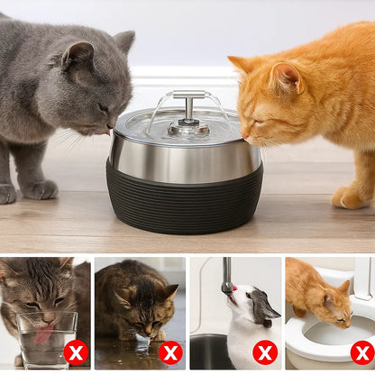 Edelstahl Trinkbrunnen für Katzen & Hunde – Fließendes Wasser
