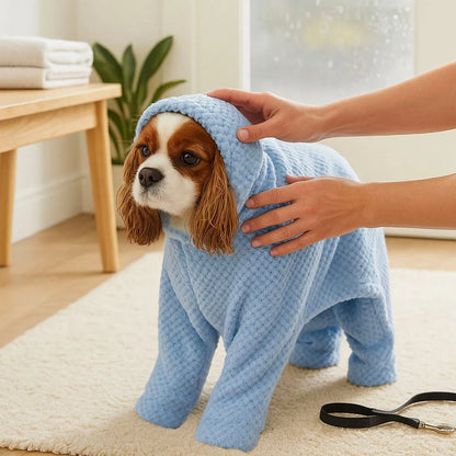 Hundebademantel Saugstark | Mikrofaser Trockentuch mit Kapuze für Hunde