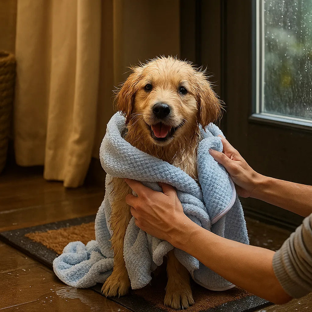 Hundebademantel Saugstark | Mikrofaser Trockentuch mit Kapuze für Hunde