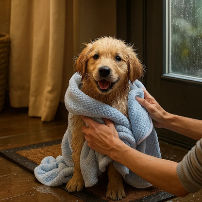 Hundebademantel Saugstark | Mikrofaser Trockentuch mit Kapuze für Hunde