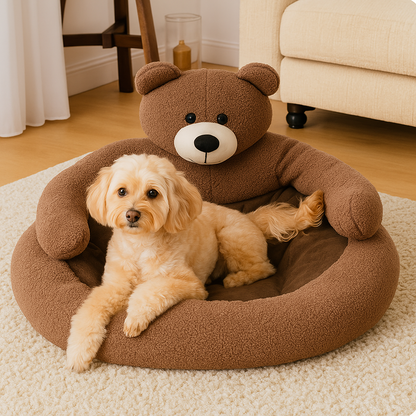 Hundebett Beruhigend | Flauschiges Kuschelbett mit anpassbaren Armen