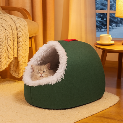 Kuschelhöhle Katze Winter - Warmes Höhlenbett mit Tragegriff