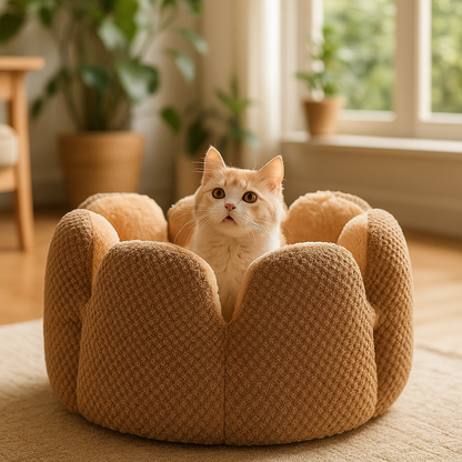Kuschelbett Winter | Haustierbett Kaktus-Design für Hund & Katze
