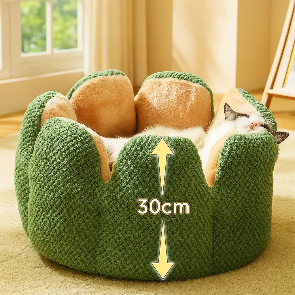 Kuschelbett Winter | Haustierbett Kaktus-Design für Hund & Katze