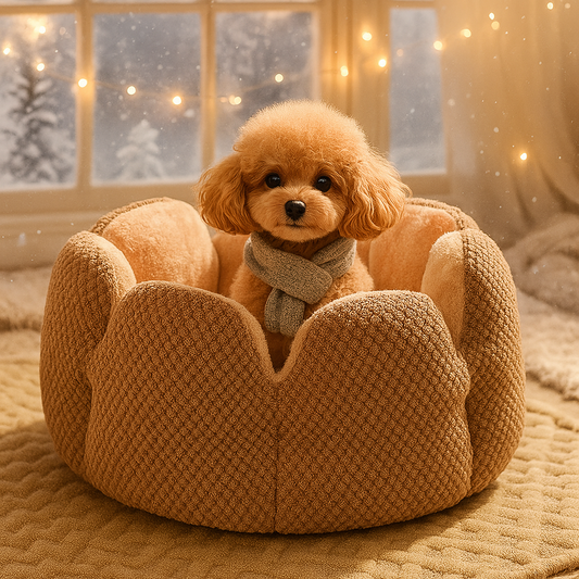 Kuschelbett Winter | Haustierbett Kaktus-Design für Hund & Katze