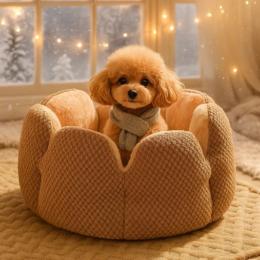 Kuschelbett Winter | Haustierbett Kaktus-Design für Hund & Katze