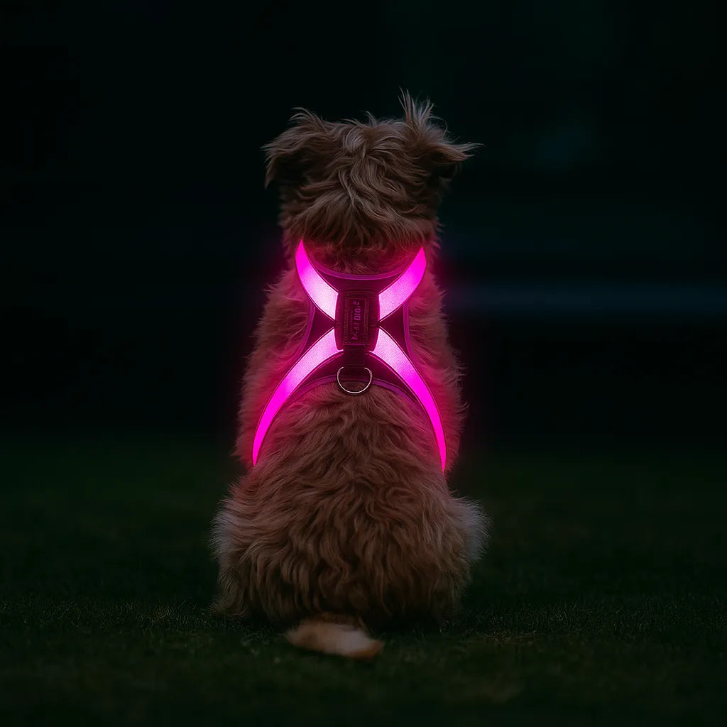 Hundegeschirr LED leuchtend | Mehrfarbig & wiederaufladbar