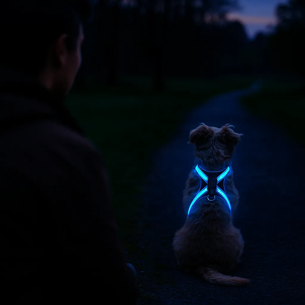 Hundegeschirr LED leuchtend | Mehrfarbig & wiederaufladbar