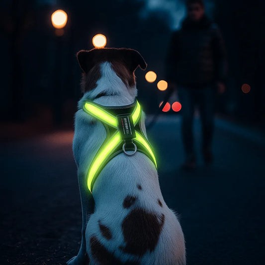 Hundegeschirr LED leuchtend | Mehrfarbig & wiederaufladbar