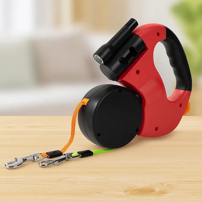 Hundeleine für 2 Hunde | Robust mit Drehgelenk & LED-Licht
