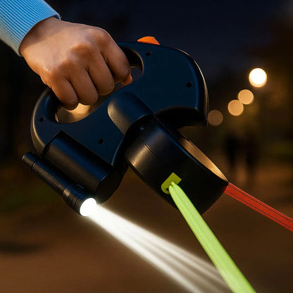 Hundeleine für 2 Hunde | Robust mit Drehgelenk & LED-Licht
