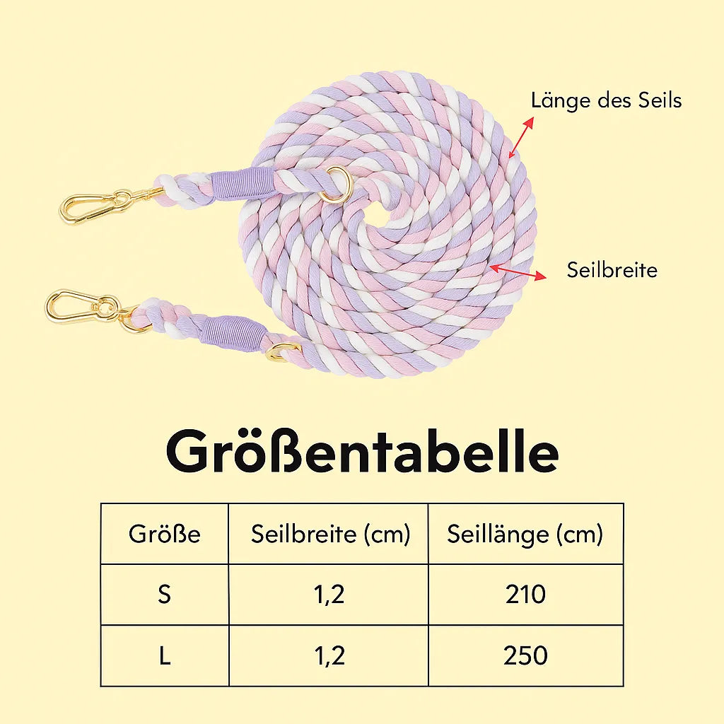 Hundeleine Baumwolle handgefertigt | Verstellbar, langlebig & waschbar