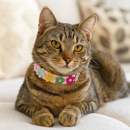 Katzenhalsband verstellbar | Weich mit Sicherheitsverschluss & Blumenmuster