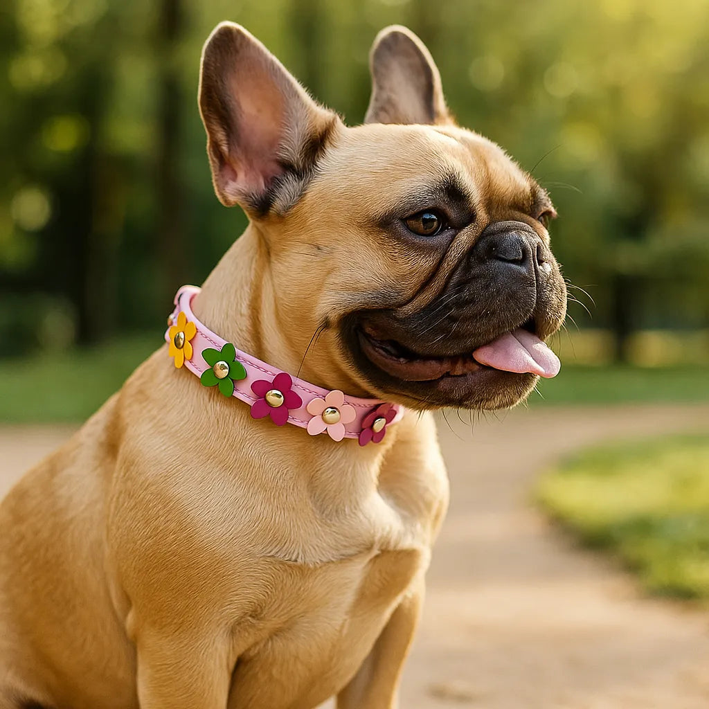 Hundehalsband verstellbar | Robust & weich mit Blumenmuster