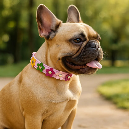 Hundehalsband verstellbar | Robust & weich mit Blumenmuster