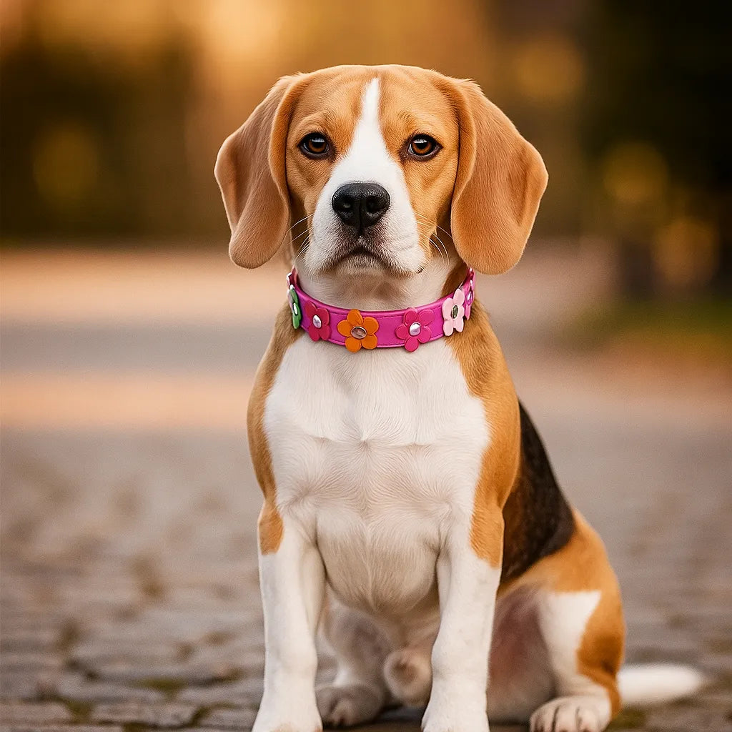 Hundehalsband verstellbar | Robust & weich mit Blumenmuster