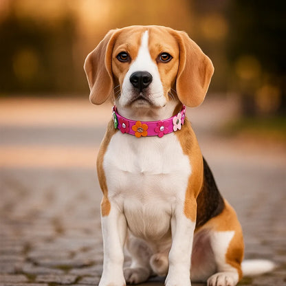 Hundehalsband verstellbar | Robust & weich mit Blumenmuster