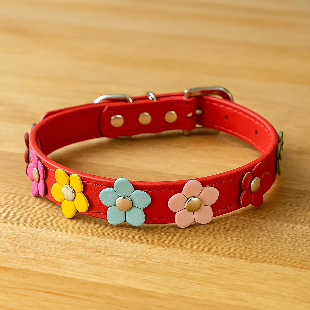 Hundehalsband verstellbar | Robust & weich mit Blumenmuster