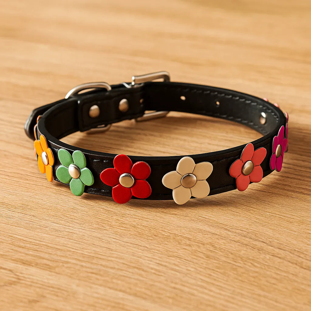Hundehalsband verstellbar | Robust & weich mit Blumenmuster