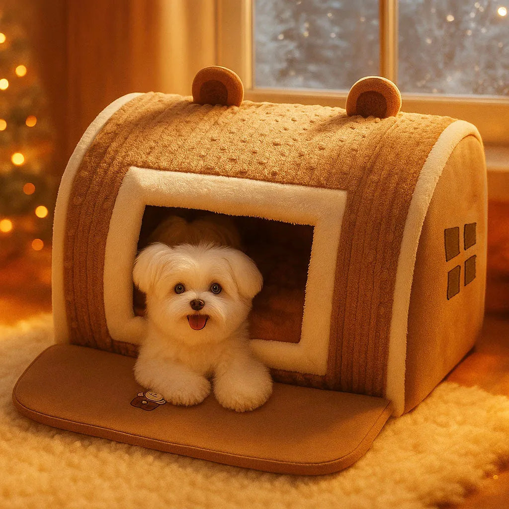 Hundebett & Hundehütte in einem | Sicher & gemütlich