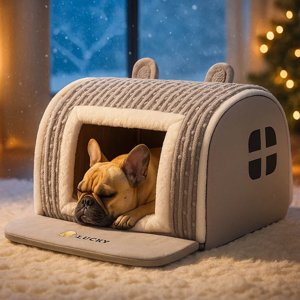 Hundebett & Hundehütte in einem | Sicher & gemütlich