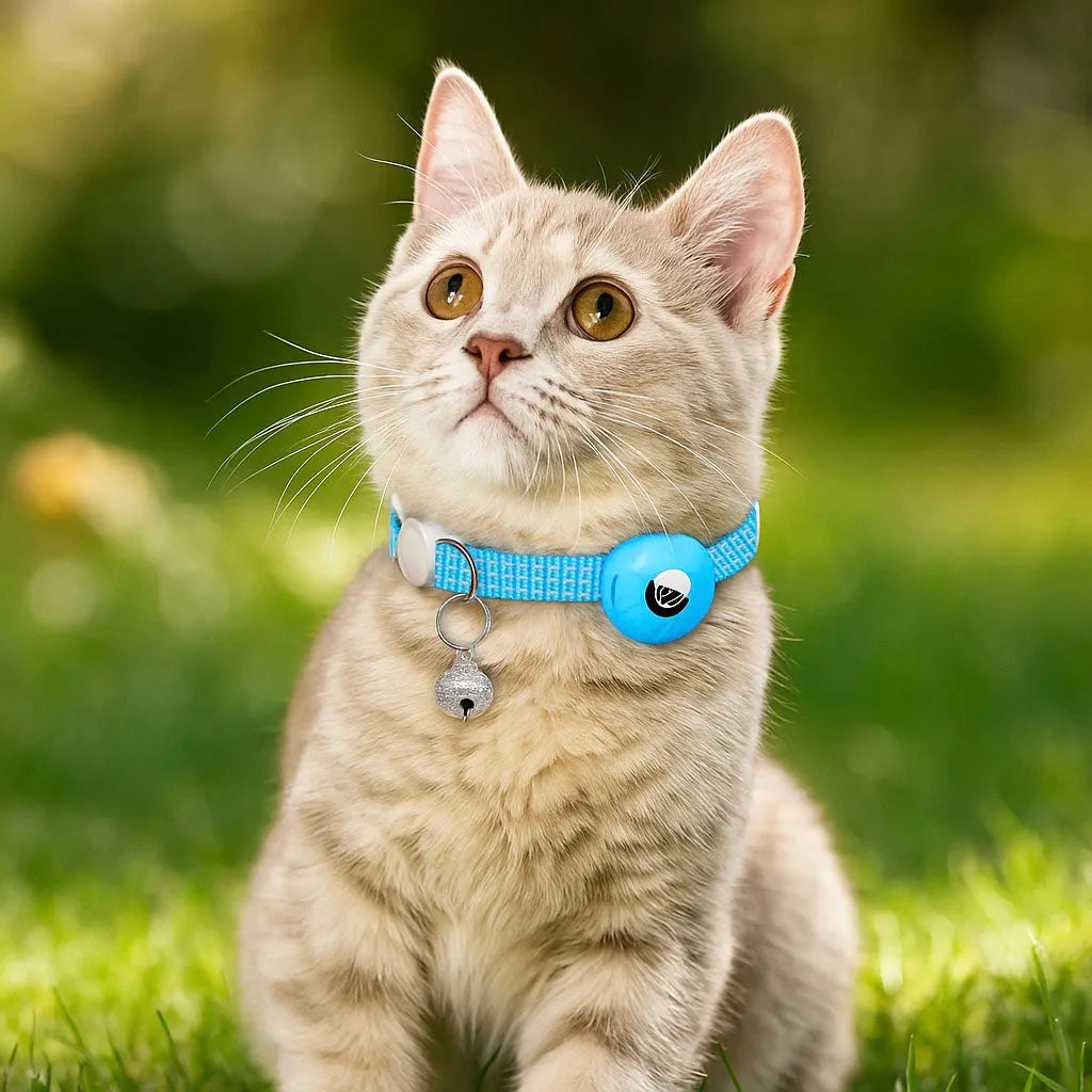 Katzenhalsband reflektierend | Mit AirTag-Halterung & Glöckchen