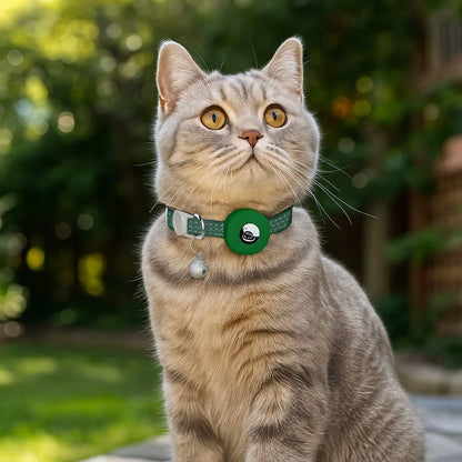 Katzenhalsband reflektierend | Mit AirTag-Halterung & Glöckchen