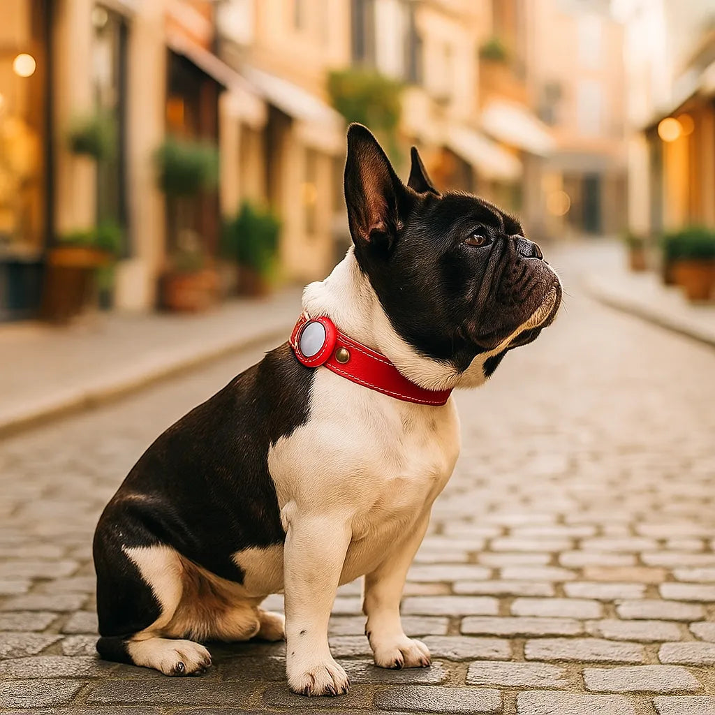 Lederhalsband Hund mit AirTag‑Halterung | Robust & wasserabweisend