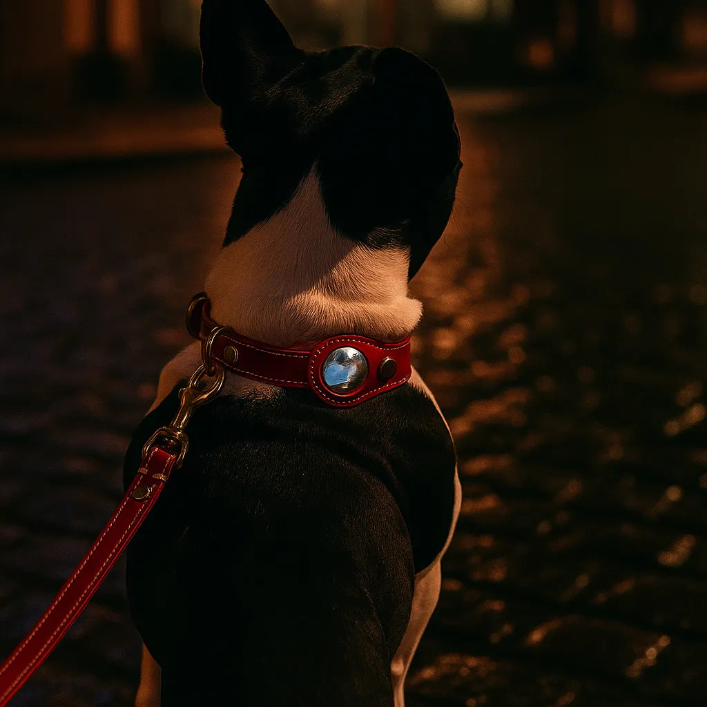 Lederhalsband Hund mit AirTag‑Halterung | Robust & wasserabweisend