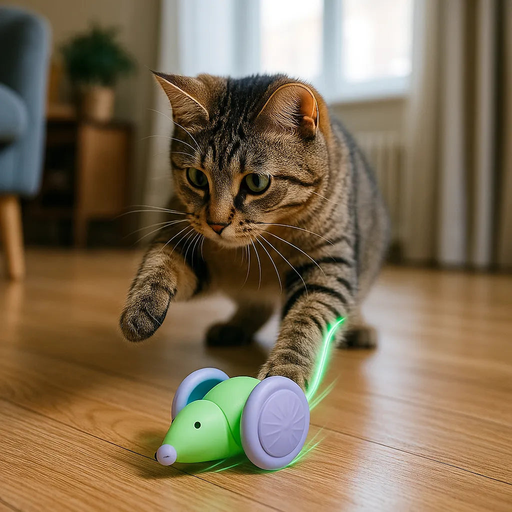 Interaktives Katzenspielzeug | USB-aufladbar mit automatischer Abschaltung & Geschwindigkeitsstufen