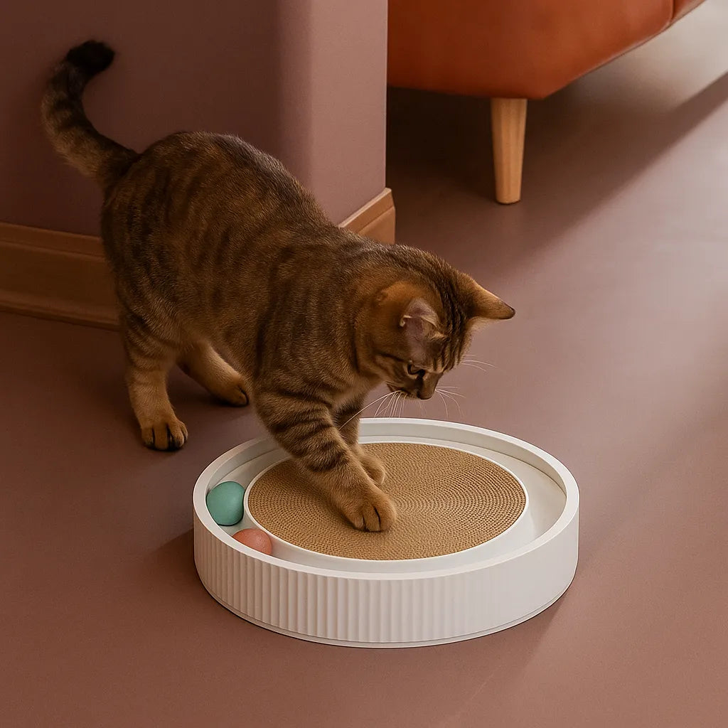 Kratzmatte für Katzen mit Spielball |  Zum Möbelschutz & für die Krallenpflege