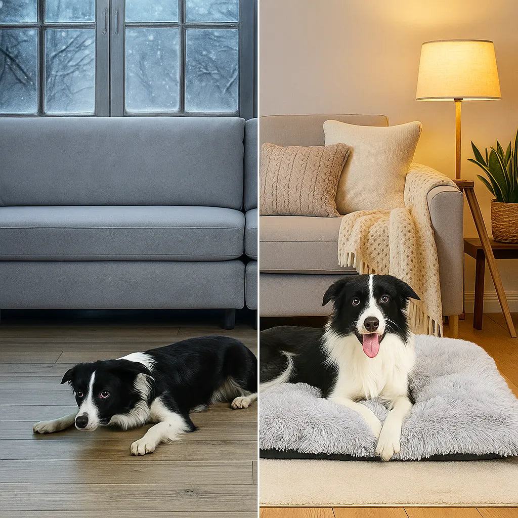 Hundebett Plüsch waschbar | Rutschfestes & faltbares Kuschelbett für Winter & Alltag