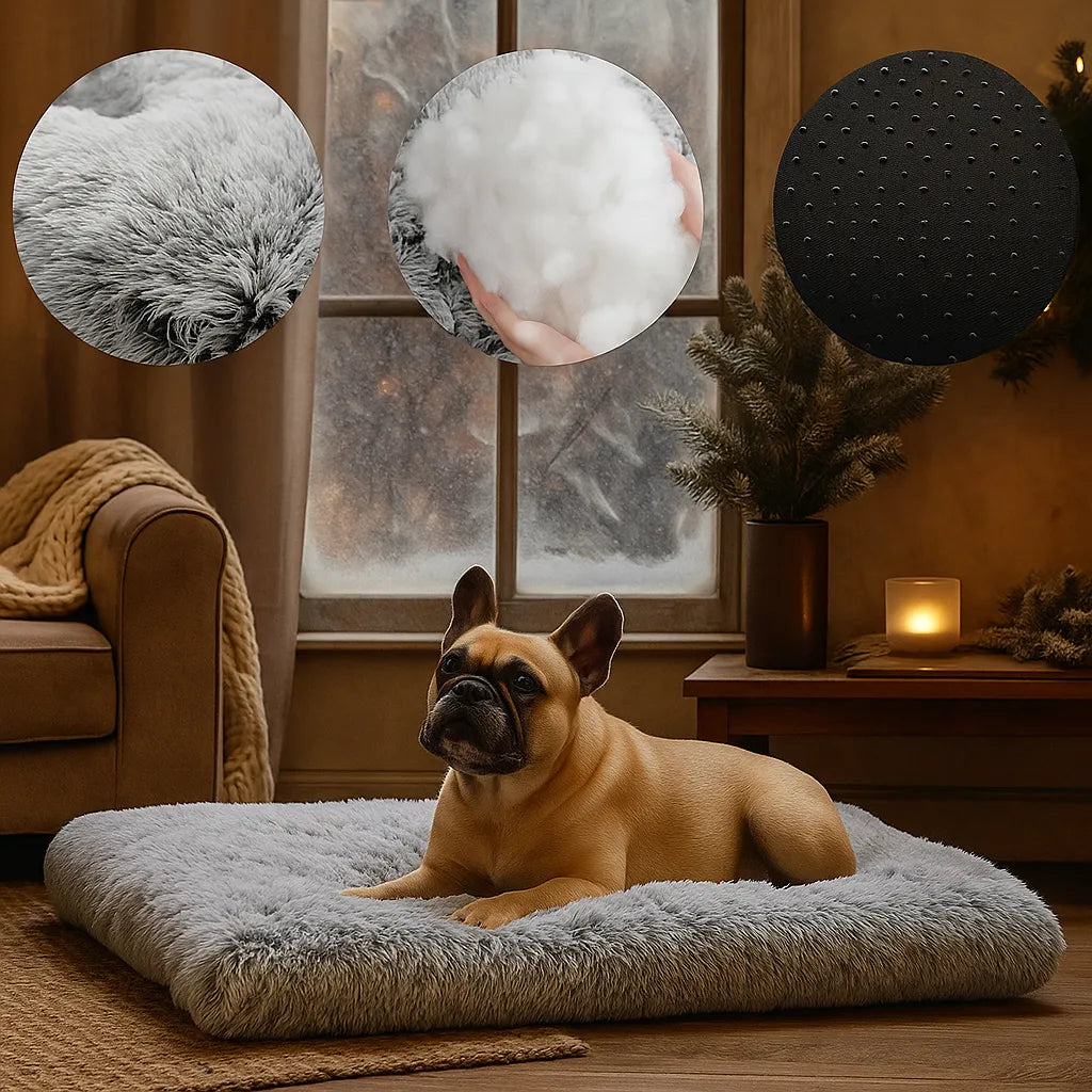 Hundebett Plüsch waschbar | Rutschfestes & faltbares Kuschelbett für Winter & Alltag