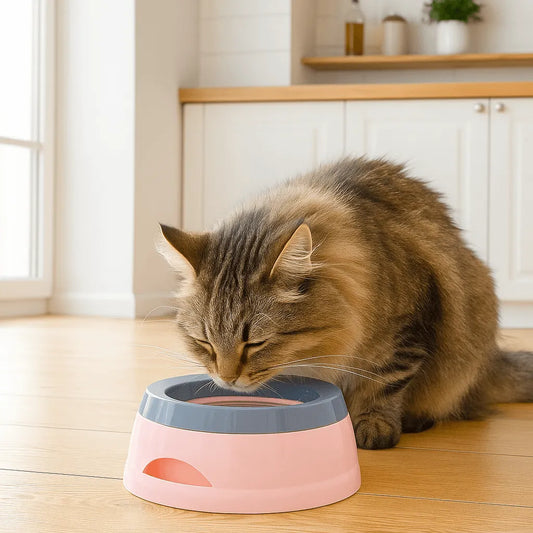 Katzennapf tropffrei | Anti-Spritz Wassernapf mit Schwimmplatte