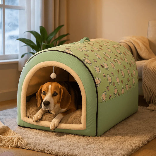 Premium Hundebett Winter | Warmes Zelt-Design für mittelgroße & große Hunde