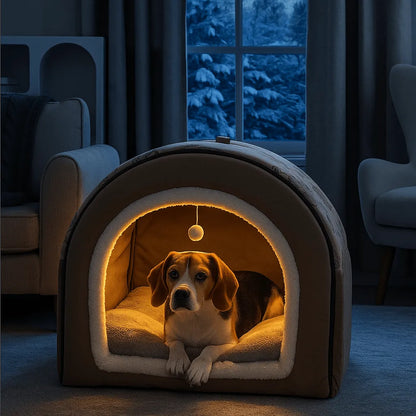 Premium Hundebett Winter | Warmes Zelt-Design für mittelgroße & große Hunde